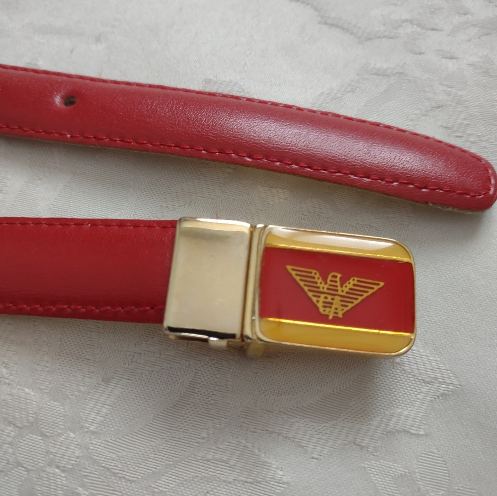Made In Italy Red Belt with Gold Buckle